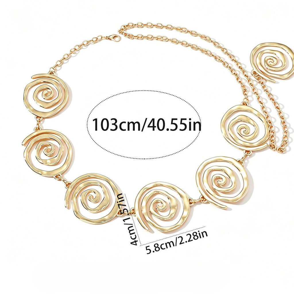 Open Spiral Disc Metal Link Belly Chain - Gold - 1