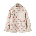 Ditsy Floral Fleece Zip Up Coat - White