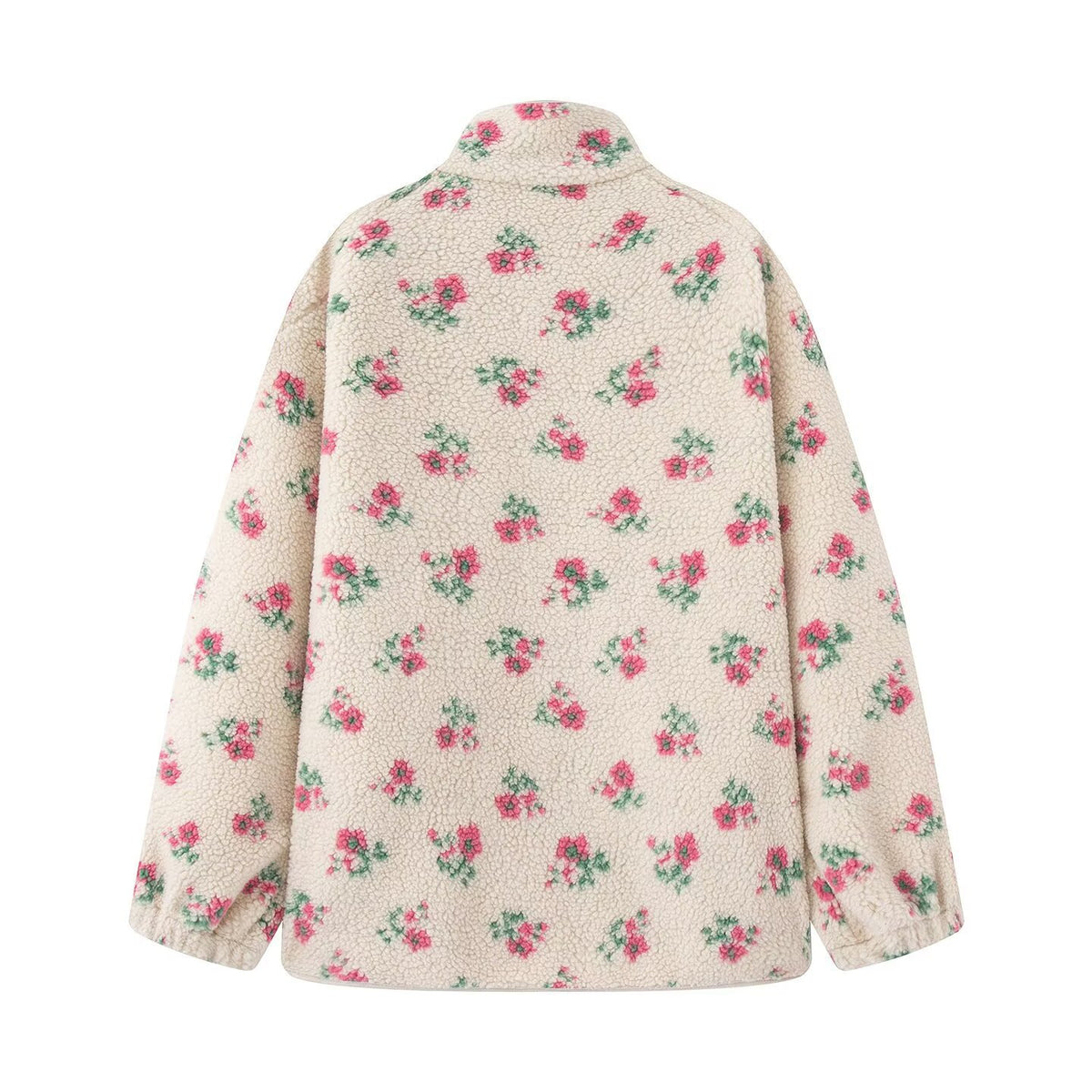Ditsy Floral Fleece Zip Up Coat