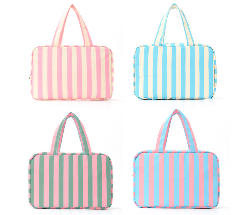 Hanging Travel Toiletry Bag Four Zip Compartments - Pink