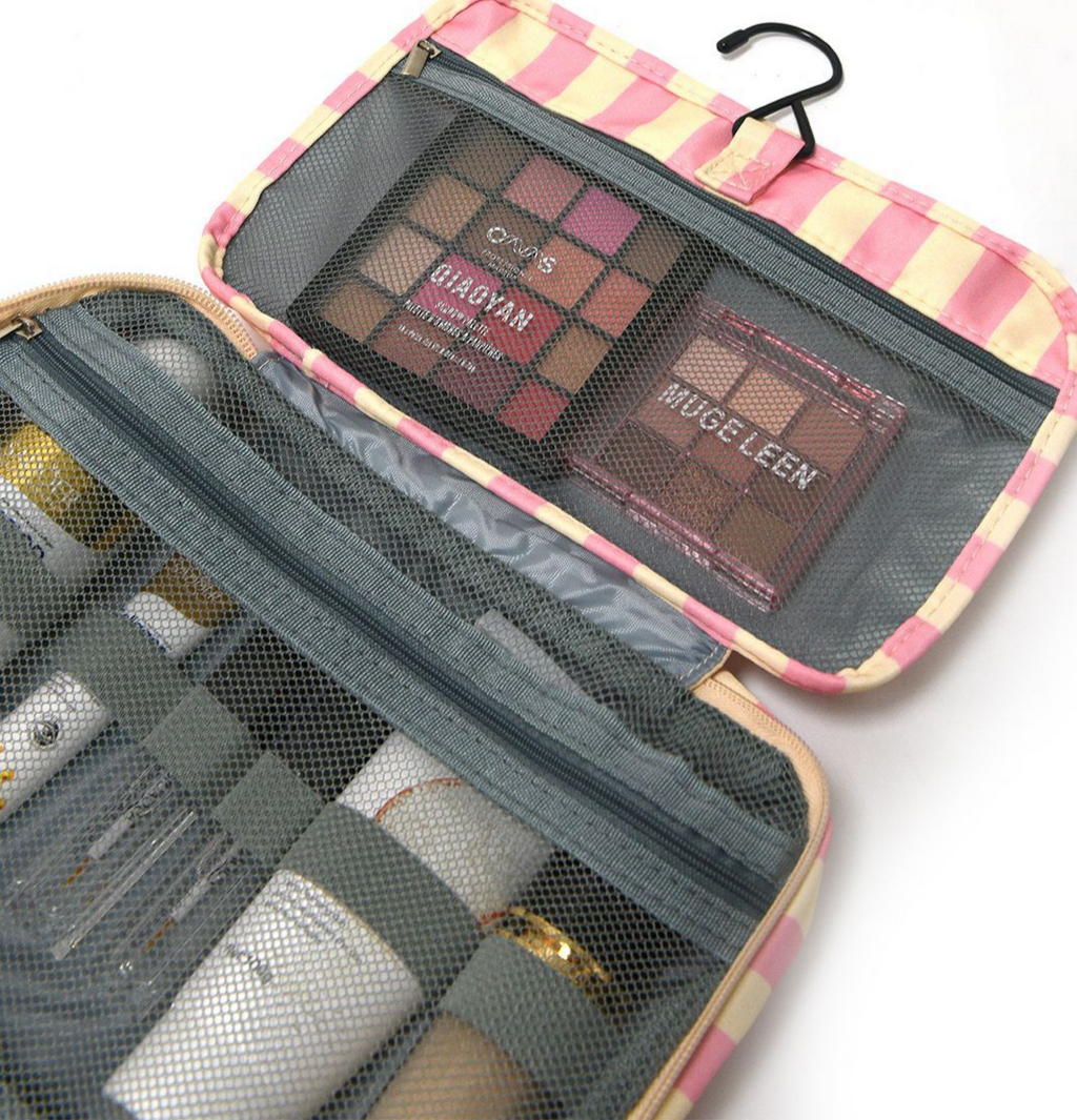 Hanging Travel Toiletry Bag Four Zip Compartments - Pink - 2