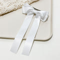 Satin Ribbon Long Tail Bow Barrette - White
