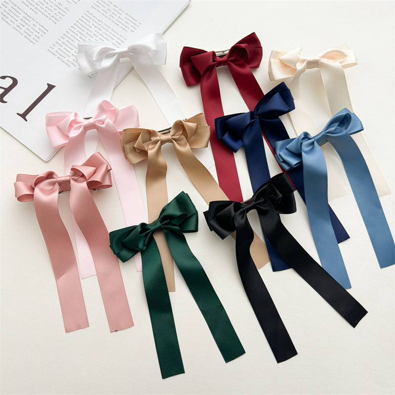Satin Ribbon Long Tail Bow Barrette