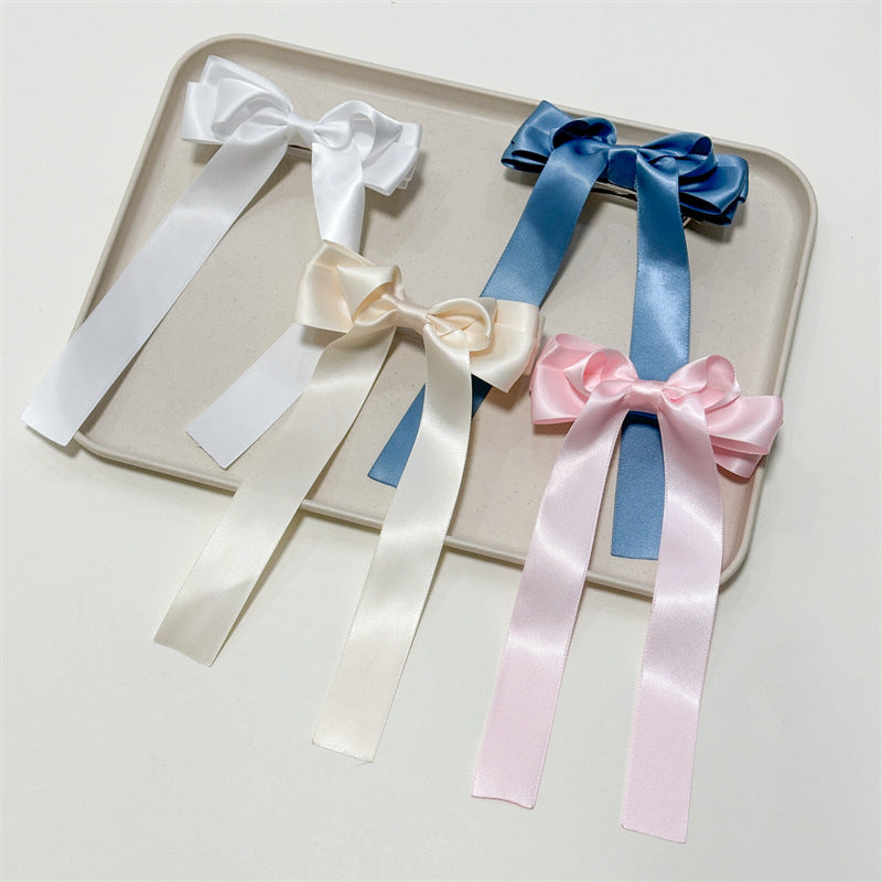 Satin Ribbon Long Tail Bow Barrette - view 6