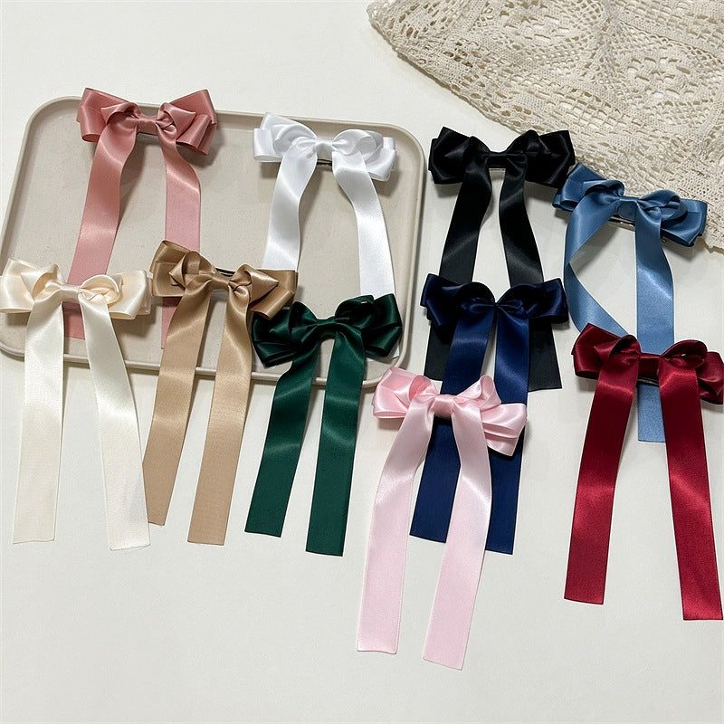 Satin Ribbon Long Tail Bow Barrette - view 7