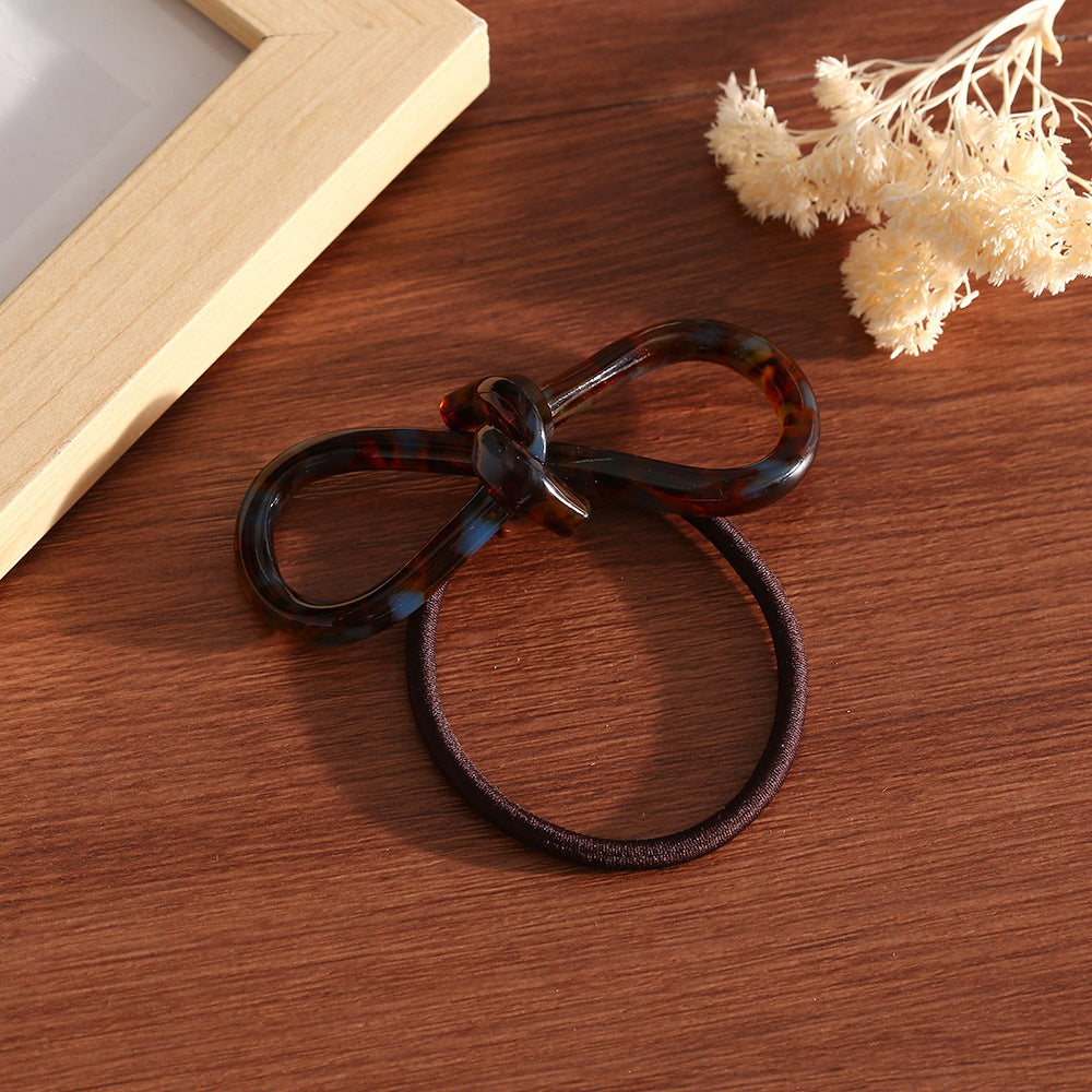 Acetate Bow Ponytail Hair Tie - Brown