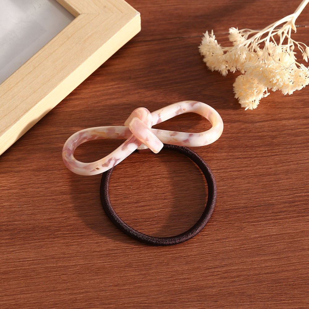 Acetate Bow Ponytail Hair Tie - Pink