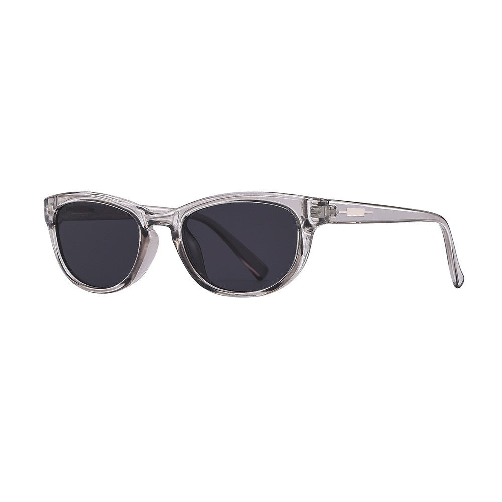 Slim Cat Eye Sunglasses With Rivet Accents - Gray