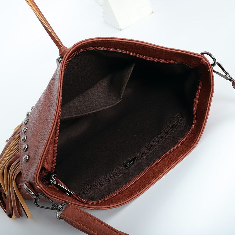 Studded Fringe Western Shoulder Bag