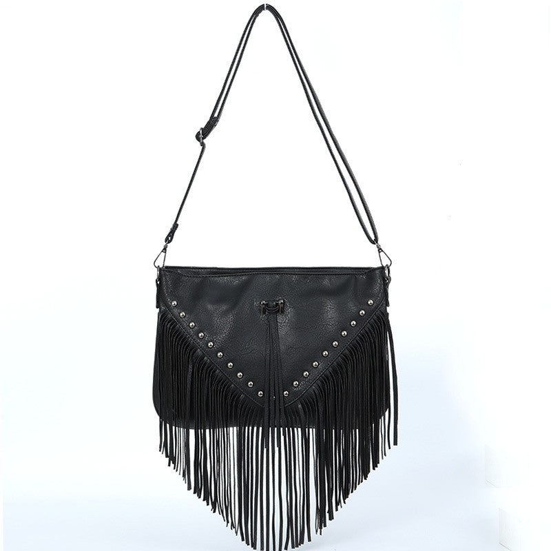 Studded Fringe Western Shoulder Bag