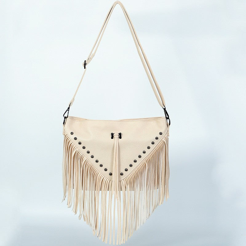 Studded Fringe Western Shoulder Bag