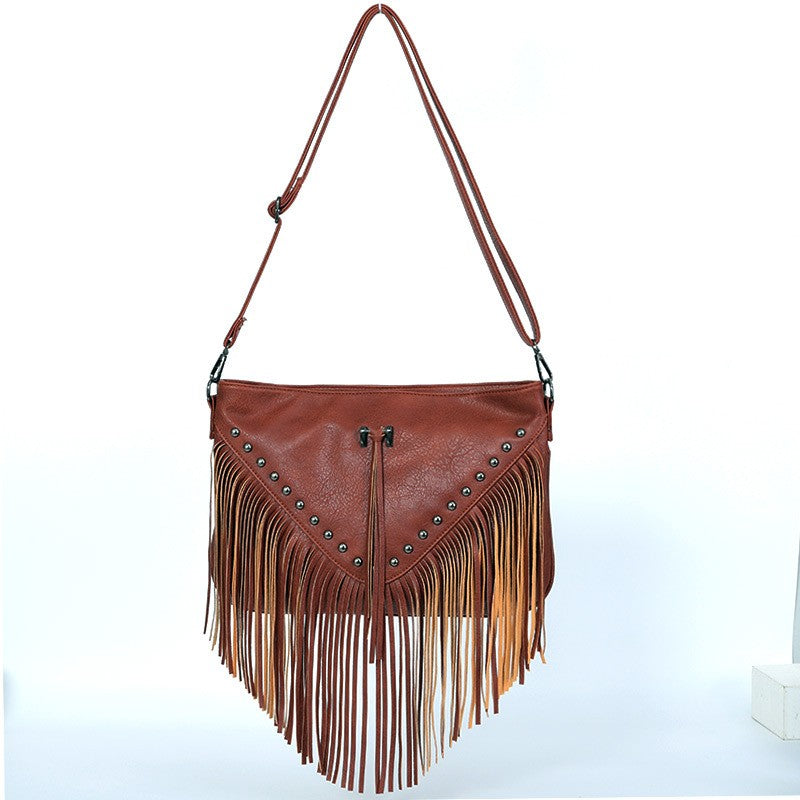 Studded Fringe Western Shoulder Bag