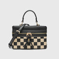 Structured Box Crossbody Bag With Top Handle - Black