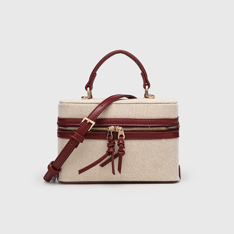 Structured Box Crossbody Bag With Top Handle - CPurple