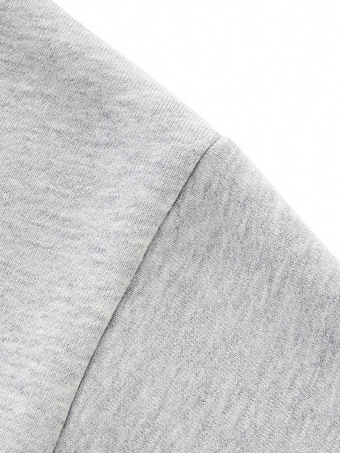 Oversized Mock Neck Fleece Sweatshirt - Grey - 3