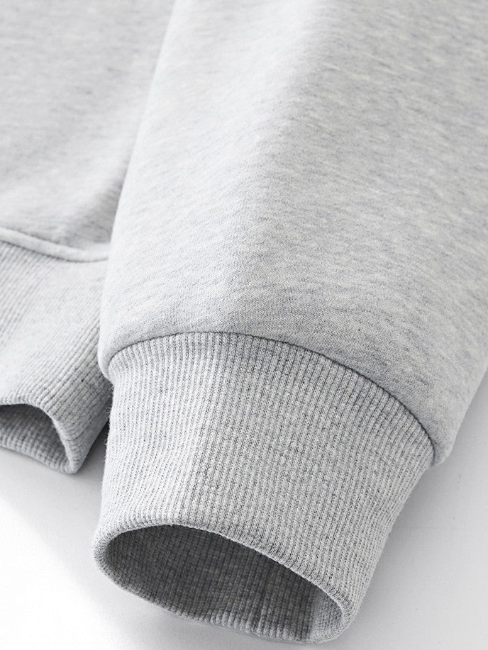 Oversized Mock Neck Fleece Sweatshirt - Grey - 4