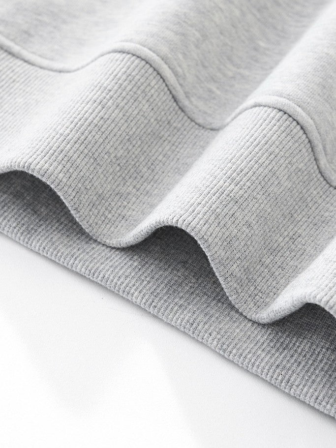 Oversized Mock Neck Fleece Sweatshirt - Grey - 5