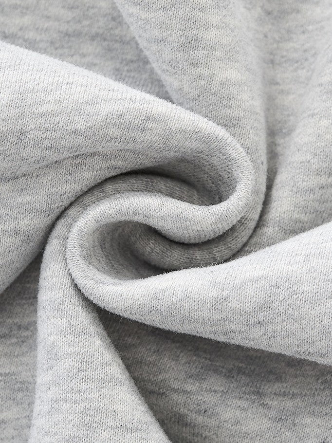 Oversized Mock Neck Fleece Sweatshirt - Grey - 6