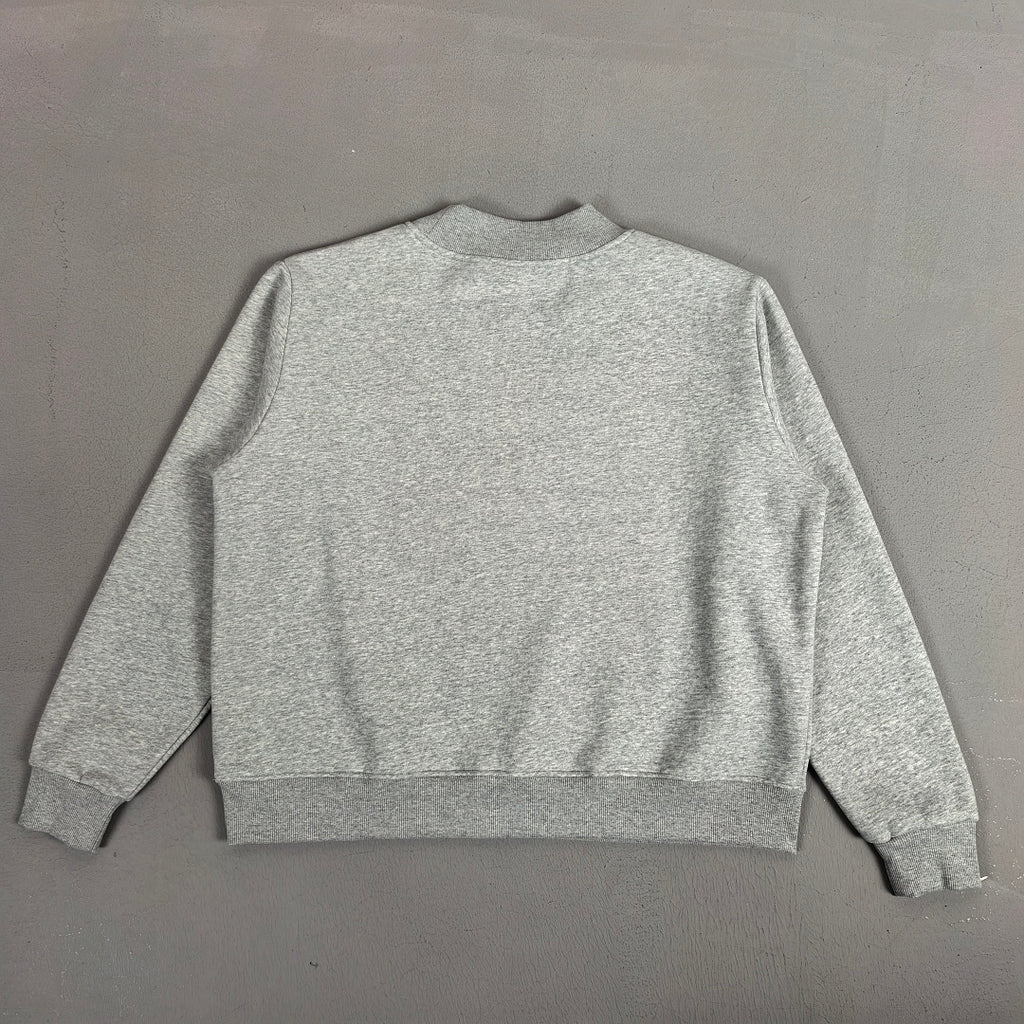 Oversized Mock Neck Fleece Sweatshirt - Grey - 7