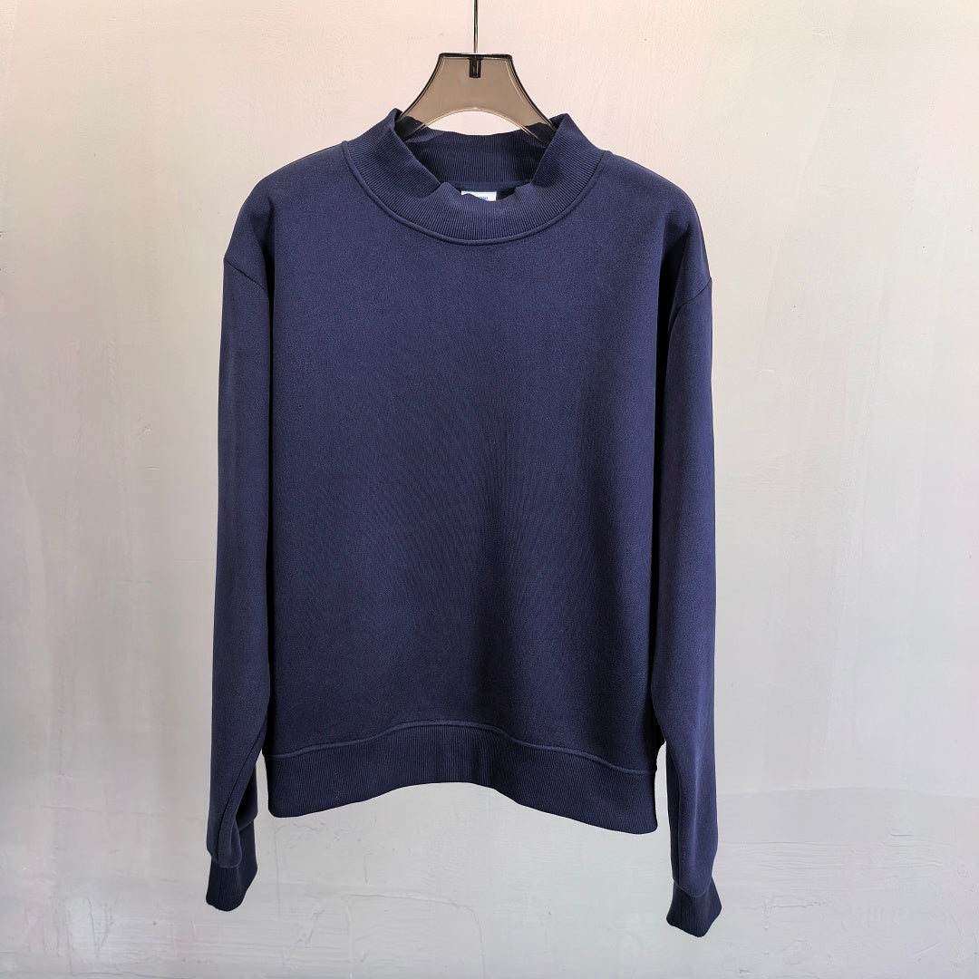 Oversized Mock Neck Fleece Sweatshirt - Navy