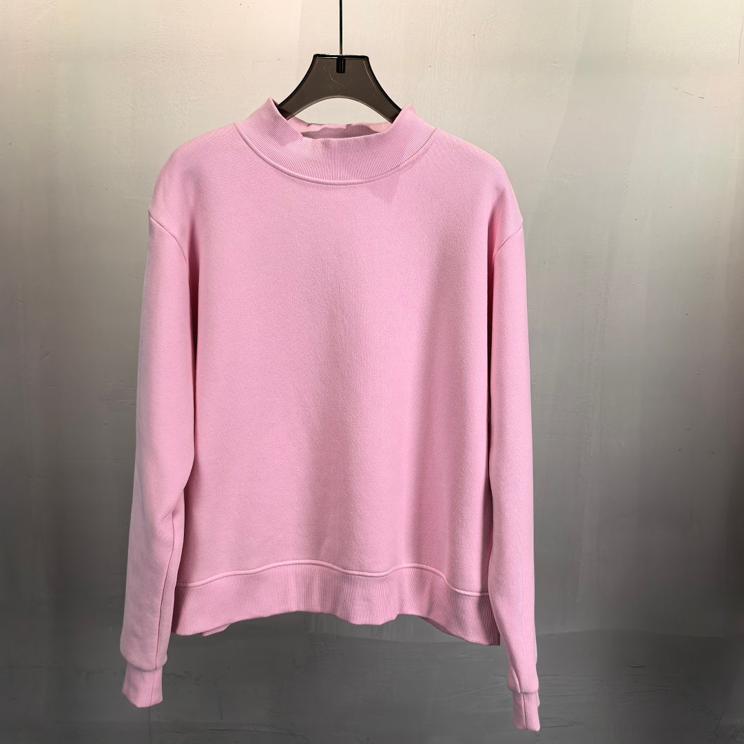 Oversized Mock Neck Fleece Sweatshirt - Pink