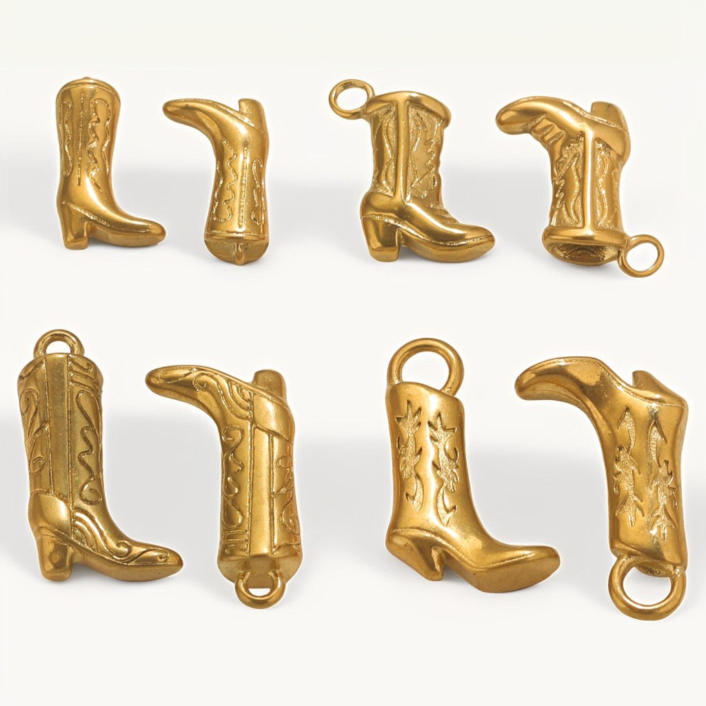 Mini Cowboy Boot Charm For Jewelry Making - view 2