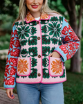 Retro Floral Print Quilted Jacket - Floral