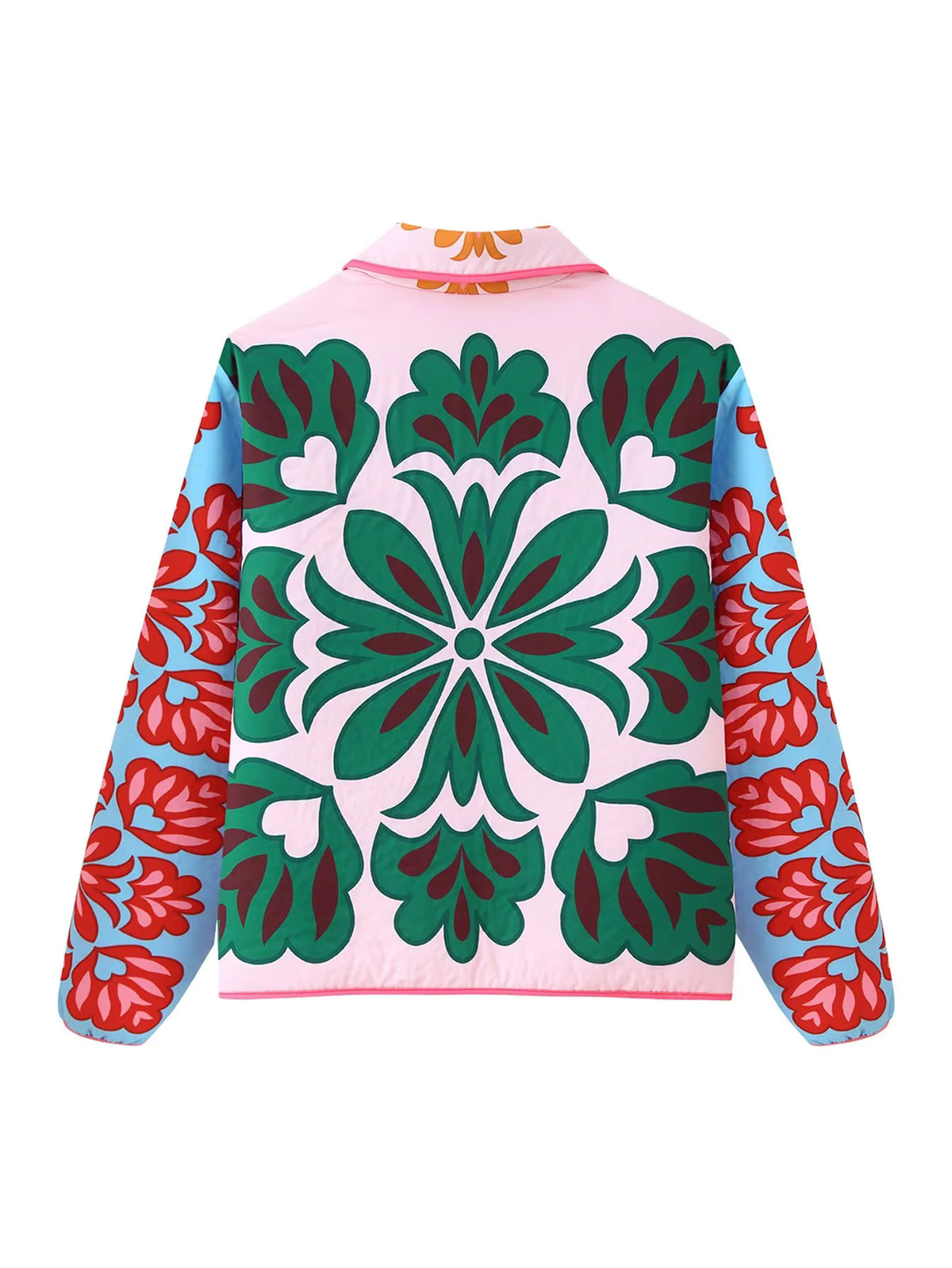 Retro Floral Print Quilted Jacket - Floral - 2