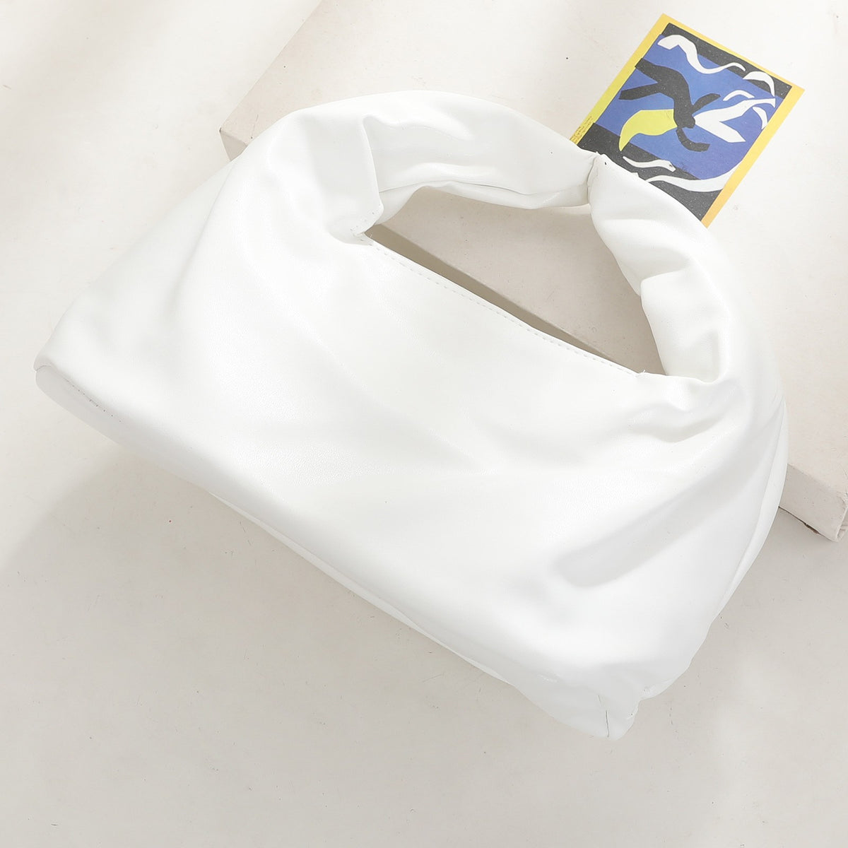 Slouchy Sequin and Metallic Top Handle Bag - White