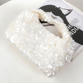 Slouchy Sequin and Metallic Top Handle Bag - White Sequin