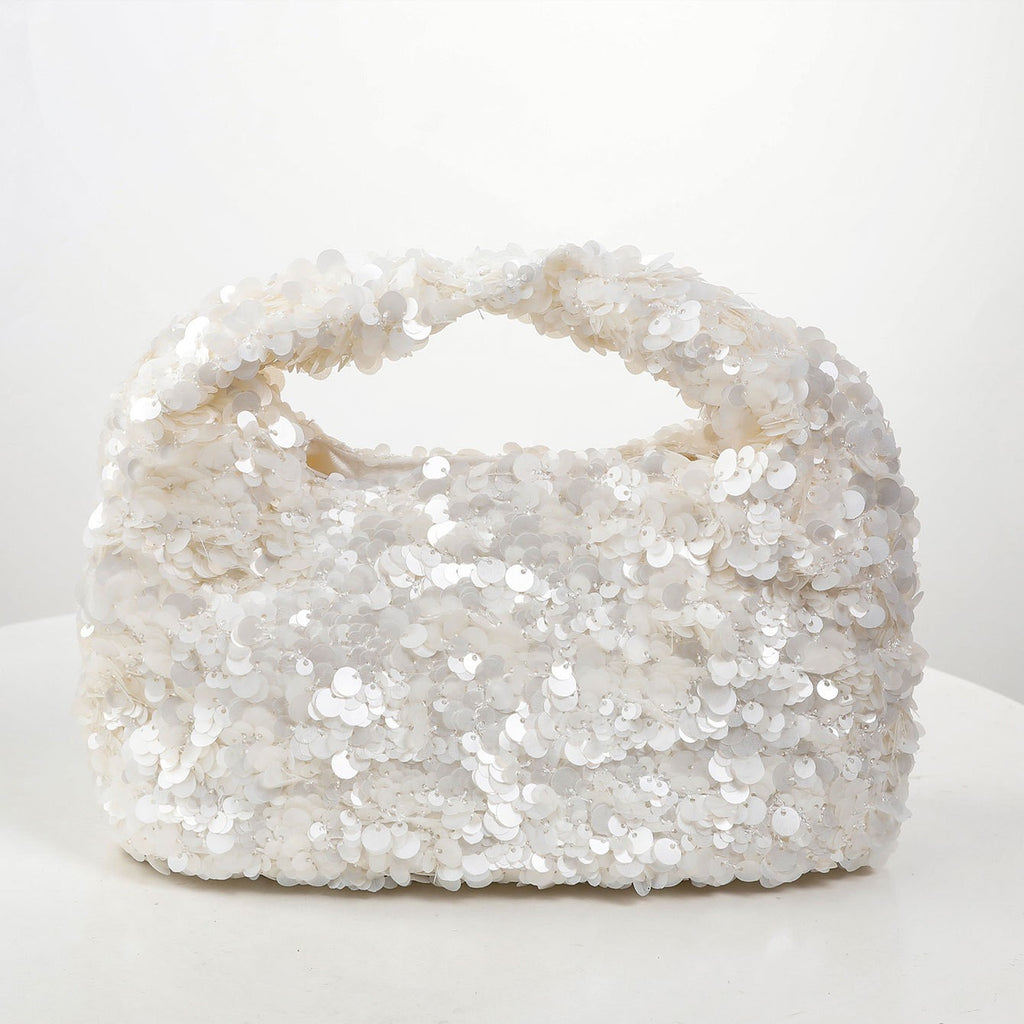 Slouchy Sequin and Metallic Top Handle Bag