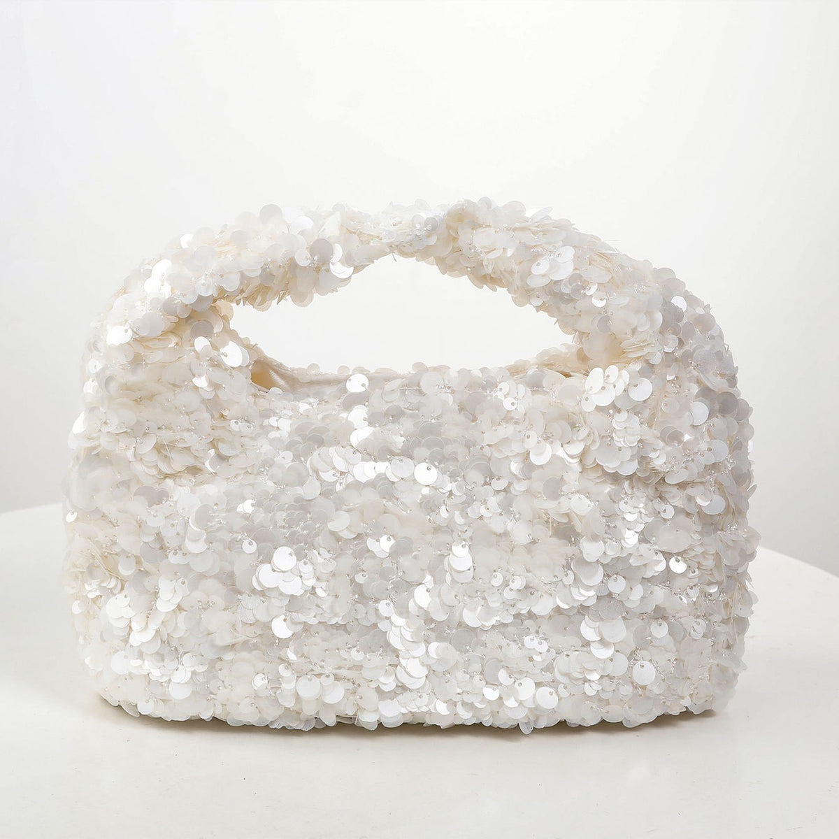 Slouchy Sequin and Metallic Top Handle Bag