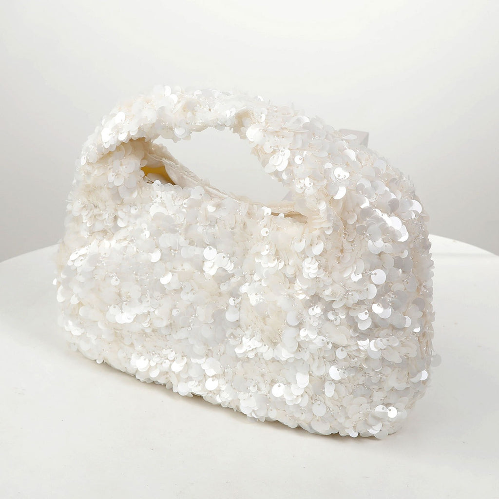 Slouchy Sequin and Metallic Top Handle Bag