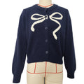 Sequin Bow Crew Neck Knit Cardigan - Navyblue