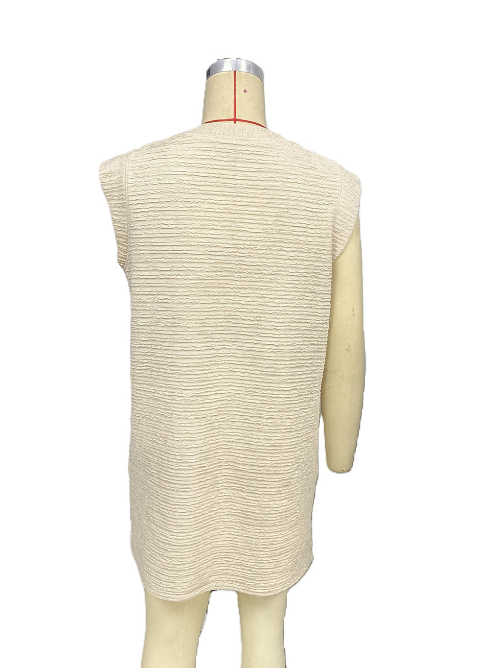 Textured Shoulder Pad Mini Shift Dress - Apricot - 4
