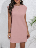 Textured Shoulder Pad Mini Shift Dress - Pink