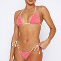 Gingham Triangle String Bikini Set - Red