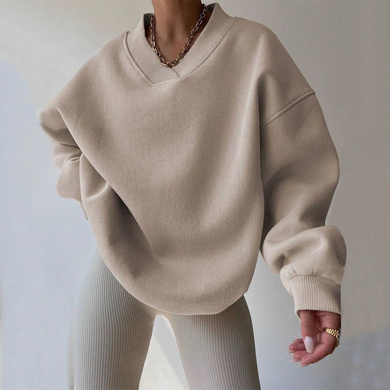 Oversized V Neck Drop Shoulder Gym Sweatshirt