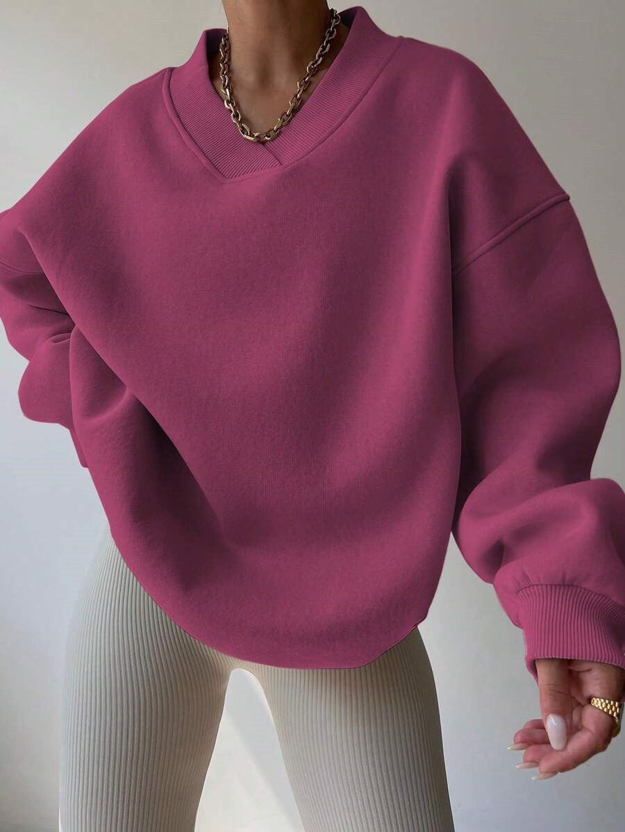 Oversized V Neck Drop Shoulder Gym Sweatshirt