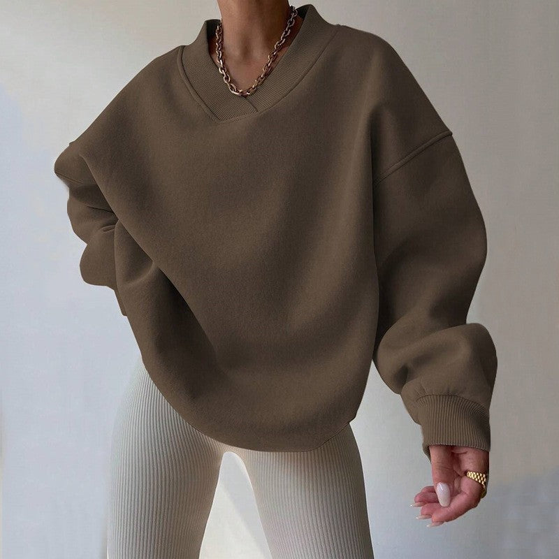 Oversized V Neck Drop Shoulder Gym Sweatshirt