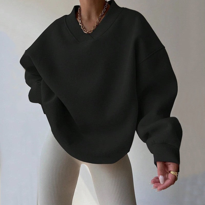 Oversized V Neck Drop Shoulder Gym Sweatshirt