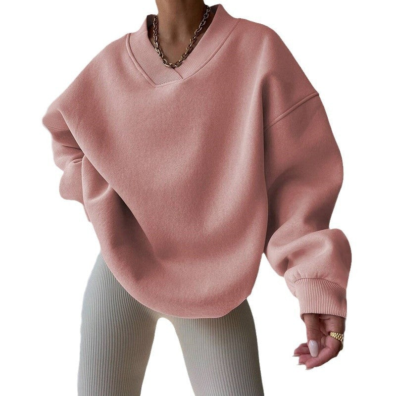 Oversized V Neck Drop Shoulder Gym Sweatshirt