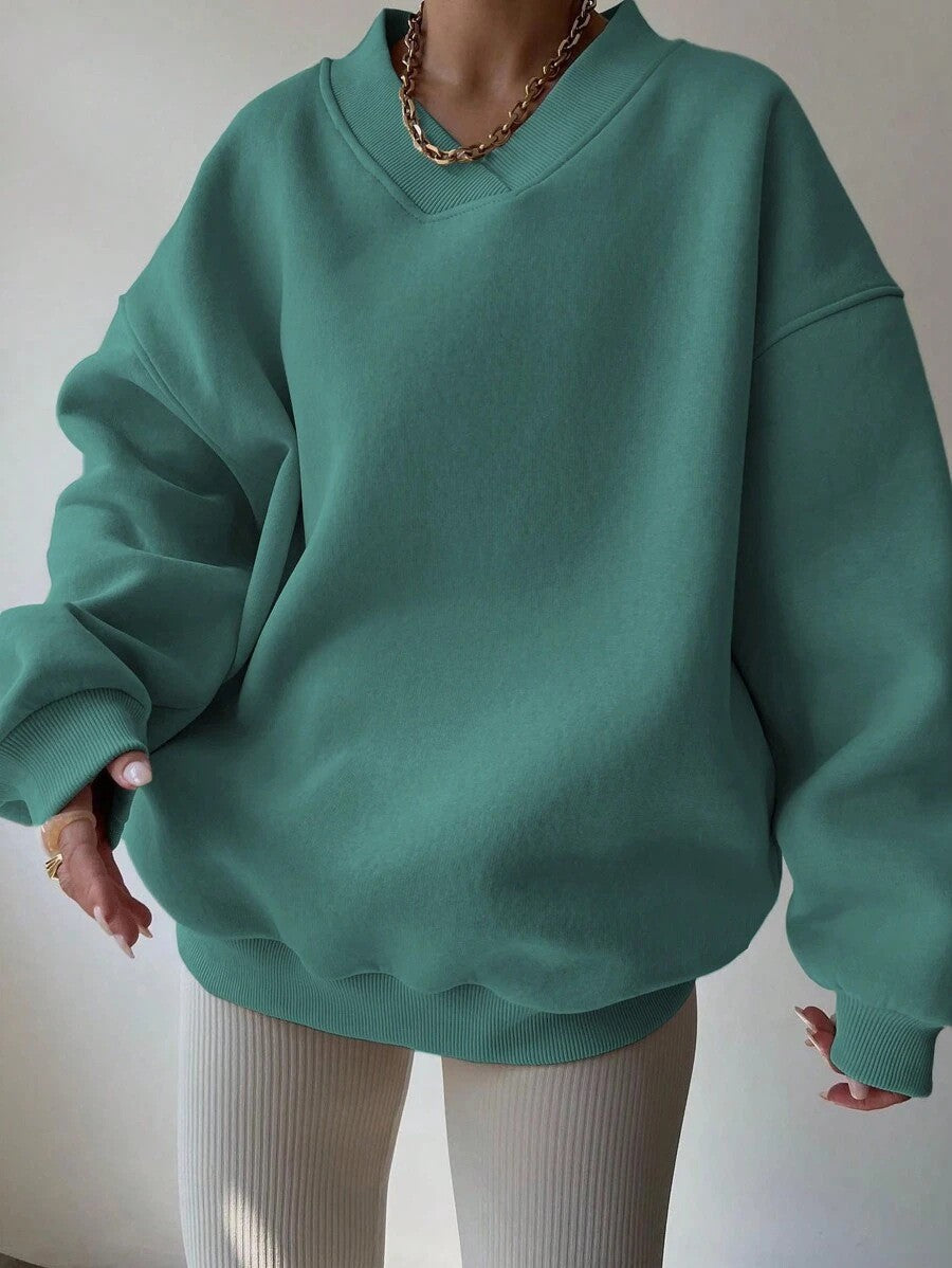 Oversized V Neck Drop Shoulder Gym Sweatshirt