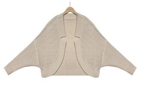 Cocoon Cut Batwing Open Front Cardigan - beige - 4