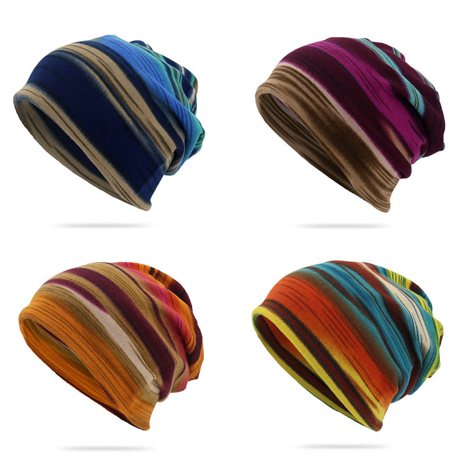 Convertible Striped Slouchy Hat Neck Gaiter