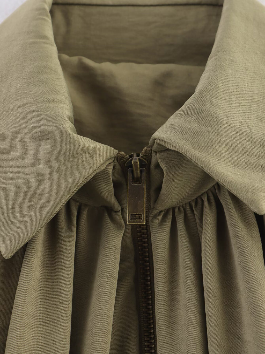 Pleated Balloon Sleeve Zip Front Jacket - view 1