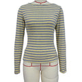 Fitted Multi-Stripe Ribbed Mock-Neck Long-Sleeve Top - Yellow