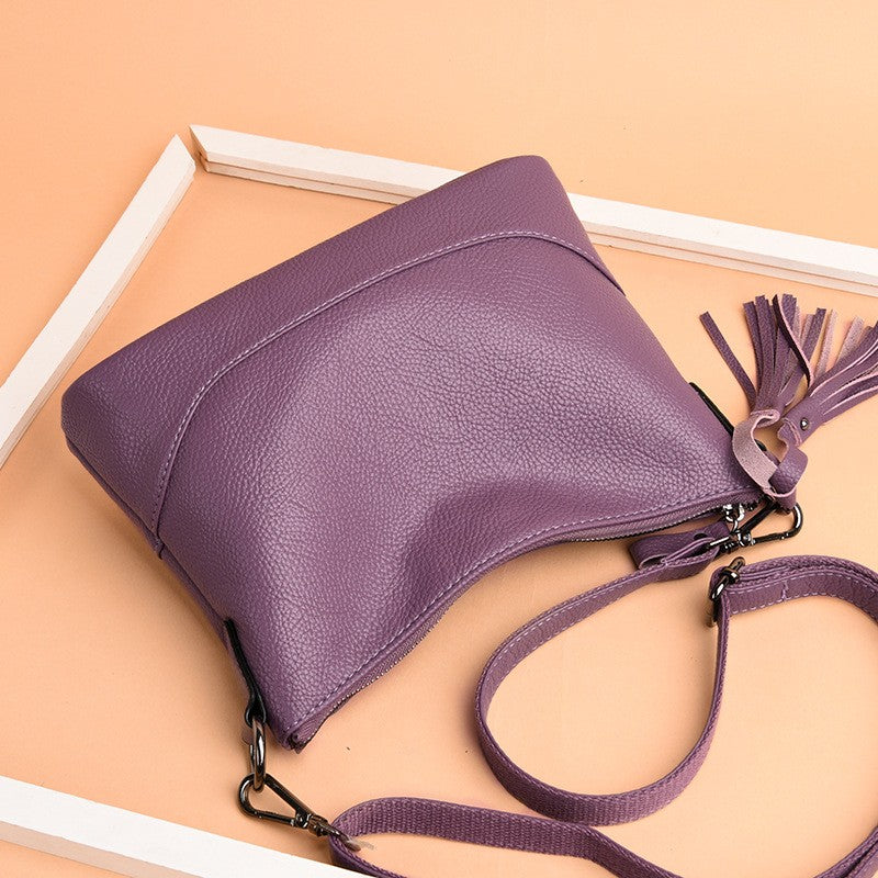 Pebbled Faux Leather Tassel Crossbody Bag