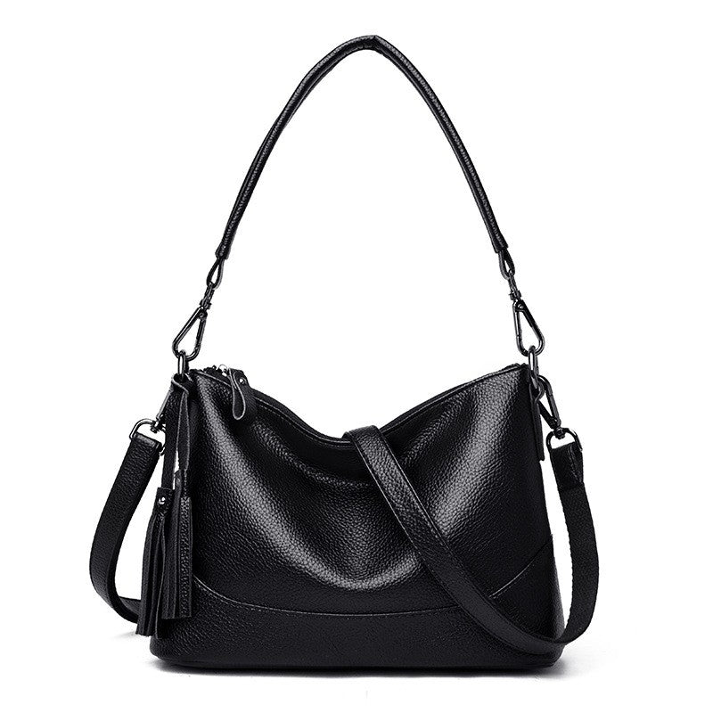 Pebbled Faux Leather Tassel Crossbody Bag