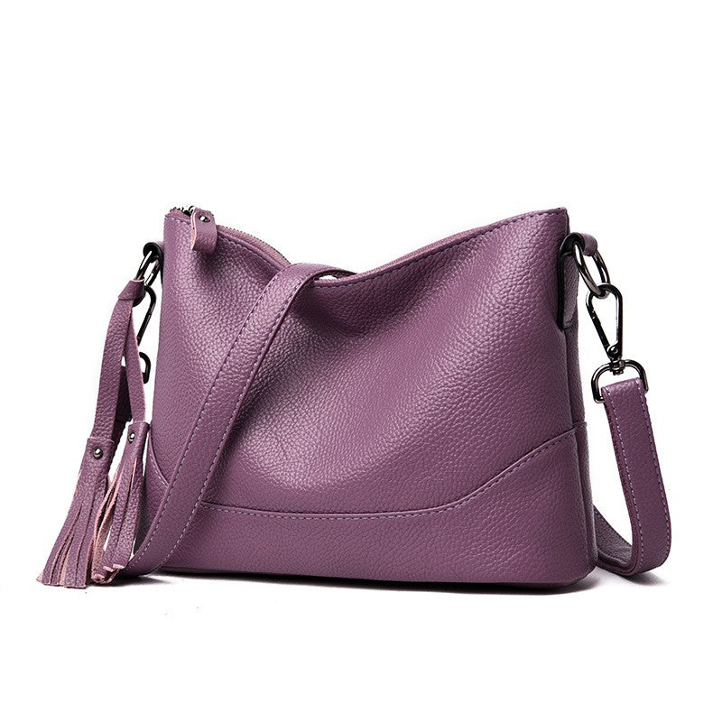 Pebbled Faux Leather Tassel Crossbody Bag